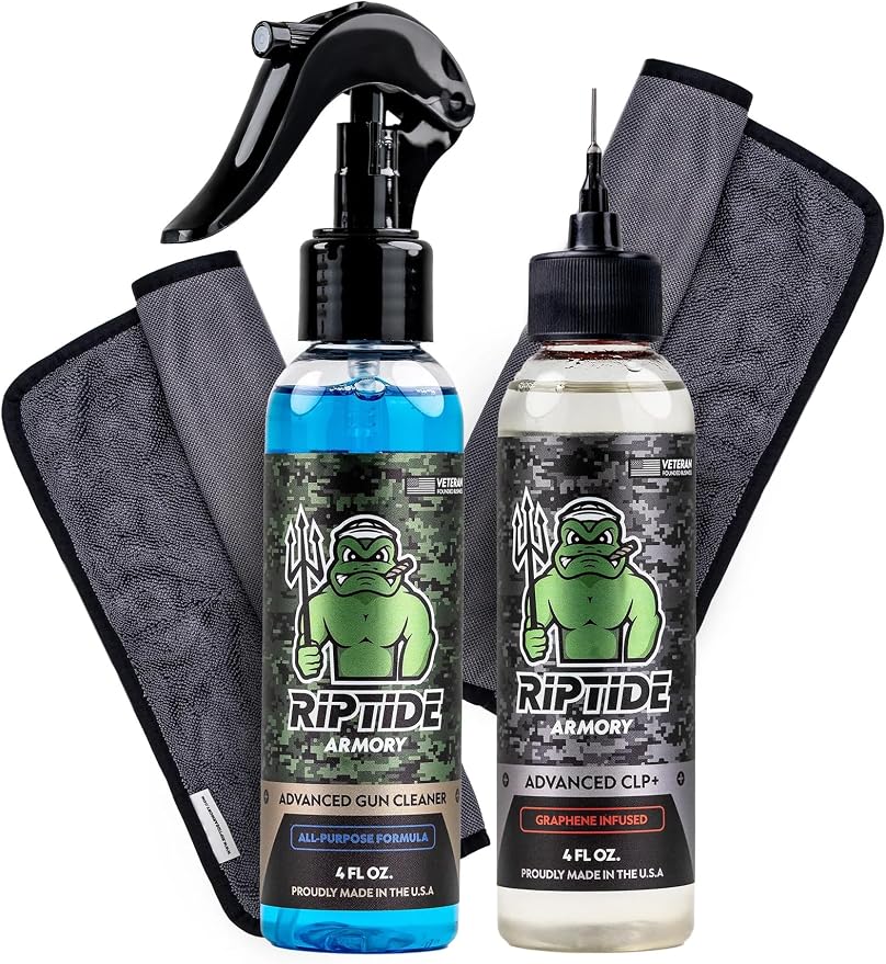 Riptide Armory Advanced Gun Cleaner & CLP+ Graphene 2 Step Kit - Clean, Lube, Protect Long-Lasting Formula - Nano Coat Technology - Veteran Founded & Formulated by Former US Navy Seal