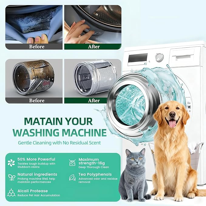 SOPAMI Washing Machine Cleaner Tablets 12-Pack and 12pcs Floor Cleaning Solution Tablet Deep Cleans