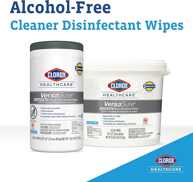 Clorox Healthcare VersaSure Cleaner Disinfectant Wipes, 6" x 5", 150 Count Canister, Pack of 6 (Package May Vary)