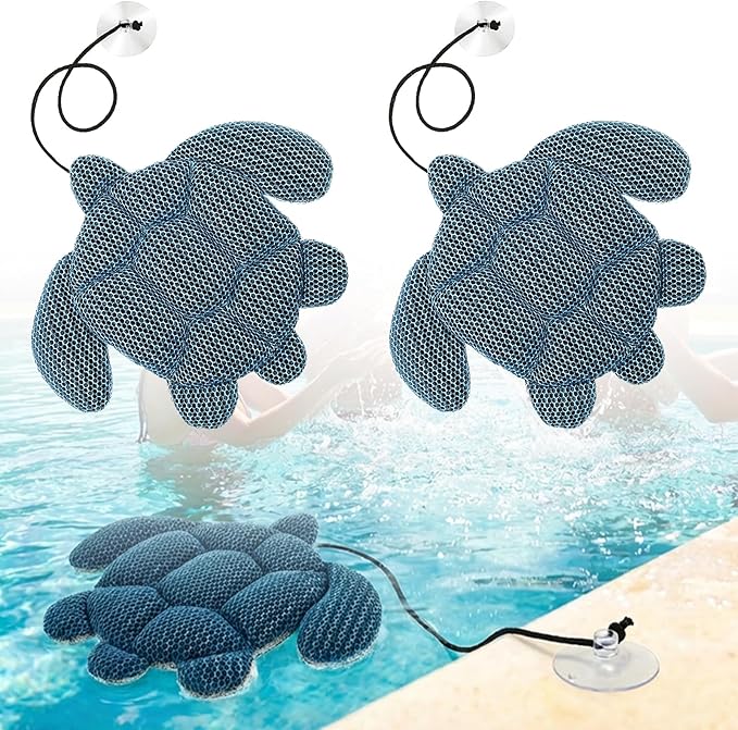 2Pcs Turtle Shape Hot Tub Scum Absorber, Floating Spa Scum Balls for Hot Tub, Reusable Oil Absorbing Sponge for Pool Spa Accessories