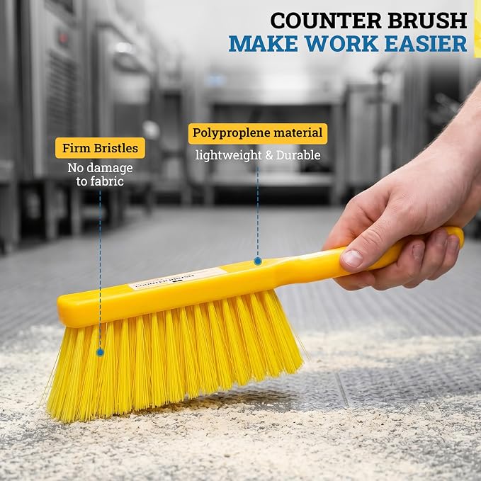 Kleen Handler 13.75” Counter Brush with Polypropylene Bristle and Handle, Commercial and Household Cleaning Handheld Broom (1)