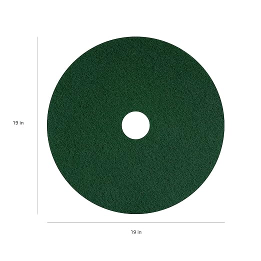 Americo Green Scrub Floor Pad, 19" Diameter, 3.25" Center Hole, 5 Pads/Case, Cleaning Pad for Hard Surfaces, Made of 100% Recycled Content, USA Made