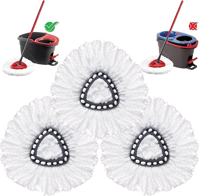 KLEEN HANDLER Microfiber Spin Mop Replacement Head Refills Compatible with O-Cedar EasyWring 1 Tank System, White, L (3-Pack)