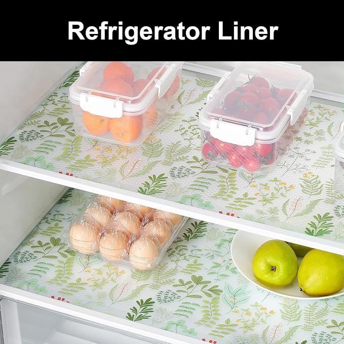 Cooyes Drawer Liner Shelf Liners for Kitchen Cabinets Refrigerator Liners Waterproof & Oil-Proof Kitchen Cupboard Liner Drawer Mats EVA Material Non Adhesive Fridge Liner for Shelves