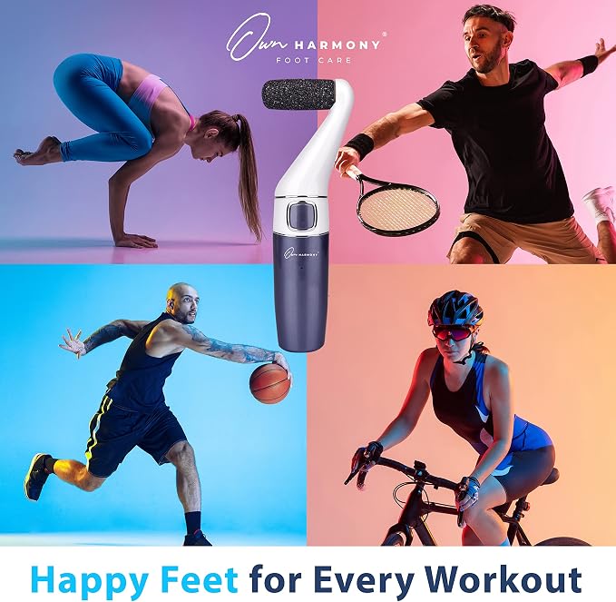 Electric Foot Callus Remover: Own Harmony Professional Feet Care Pedicure Tools, Rechargeable Feet Scrubber Dead Skin, Electronic Foot File Pedi Grinder, Best for Hard, Dry, Cracked Heels (3 Rollers)