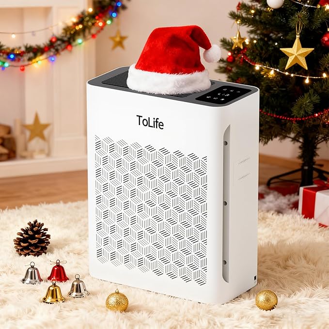 Tolife Air Purifier Large Room, HEPA Air Purifiers for Home Pets Hair with Washable Filter, Air Cleaner for Bedroom up to 1095 Ft² Dust Smoke Odor, Sleep Mode, Timer, White