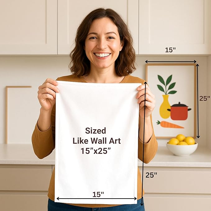 Flour Sack Towels | Tea Towel for Crafts | Kitchen Dish Cotton Blank Towel for Embroidery | Baking Bread Proofing Linen Cover | Thick Absorbent Quick Dry | 12 Pack 15"x25" Natural