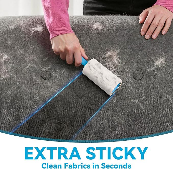 Lint Roller for Pet Hair – 1200 Sheets Mega Value Set, 2 Upgraded Handles, 3.9-inch Rolls with 120 Sheets Each, Sticky Hair Remover for Clothes, Sofa, Carpet & Furniture, Dog & Cat Hair