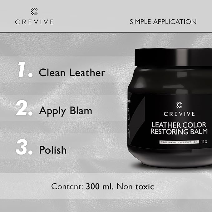 Leather Recoloring Balm Black 10 oz - Leather Color Restorer - Leather Restorer for Couches - Leather Balm Black