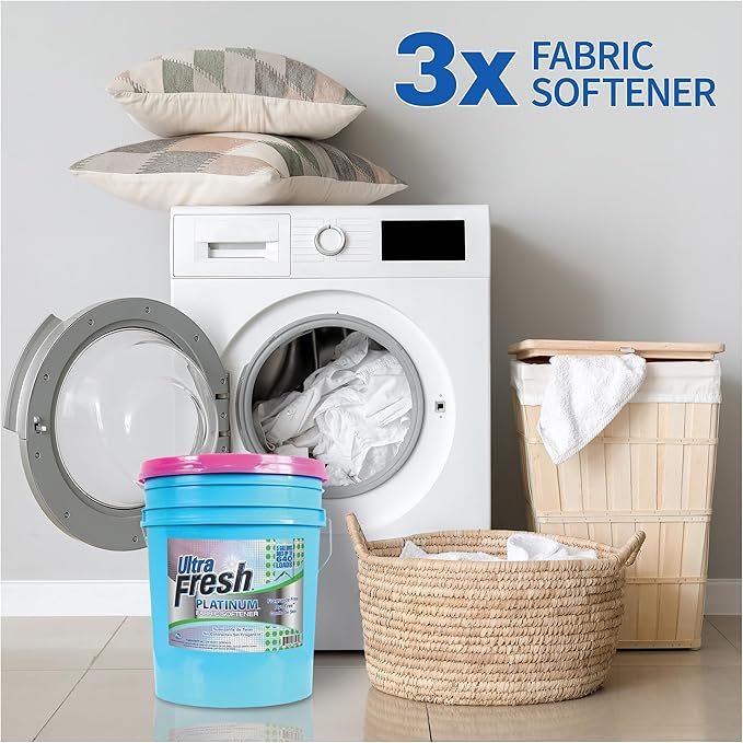 Ultra Fresh Platinum Fabric Softener, Scent Free, Up to 640 Loads, 5 Gallon Bundled with Platinum 6X Laundry Detergent Sheets with Fresh Scent