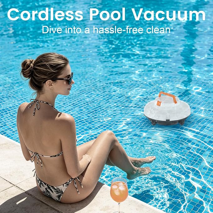 (2026 New) Robot Pool Vacuum for Above Ground Pool, Cordless Robotic Pool Cleaner Dual Motors, 130 Mins Runtime, Auto-Dock, Automatic Pool Vacuum Cleaner for In-Ground Flat Pools Up to 1100 Sq.Ft