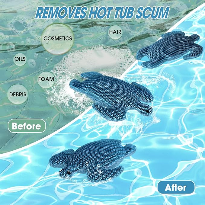 Hot Tub Scum Absorber, Hot Tub Accessories, Spa & Pool Scum Eliminating Balls,Hot Tub Scum Sponge for Hot Tub Oil Absorbing Sponge for Hot Tub Skimmer, Hot Tub Sponge Scum Remover (Turtle)