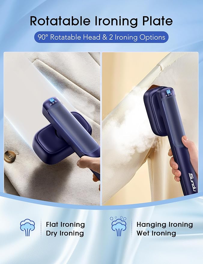 Sundu Travel Steamer for Clothes, Portable Handheld Garment Steamer, 15s Fast Heat-up, 100 ml Water Tanks, 15 Minutes of Continuous Ironing for Travel,Home 110V-240V(Turquoise Blue)
