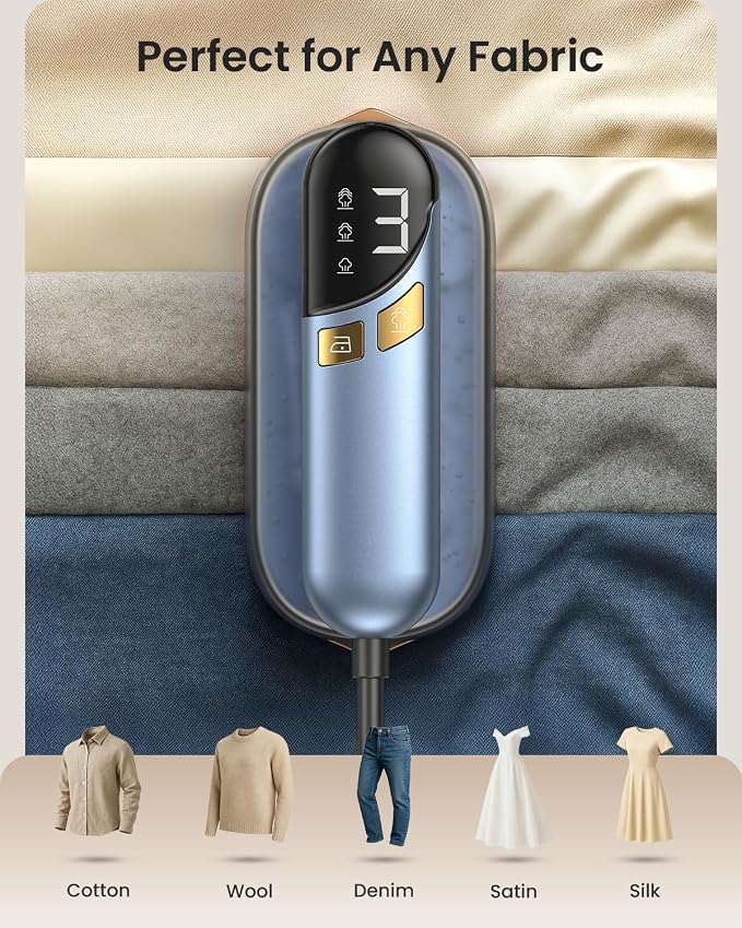 LOXP 2-in-1 Steamer Iron for Clothes, 1000W Travel Steamer with Ceramic Soleplate, 9s Fast Heat-Up, Leak-Proof 170mL Tank, Self-Clean, Portable Wrinkle Remover for Home & Travel, 120V, Blue