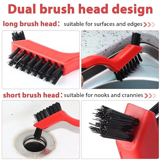 Reallnaive 50 Pcs Nylon Cleaning Brushes Bulk 7 Inch Red Nylon Brushes with Curved Handle Grip for Deep Cleaning Small Parts Rust Dirt Paint Scrubbing, Removal Surface in Hole