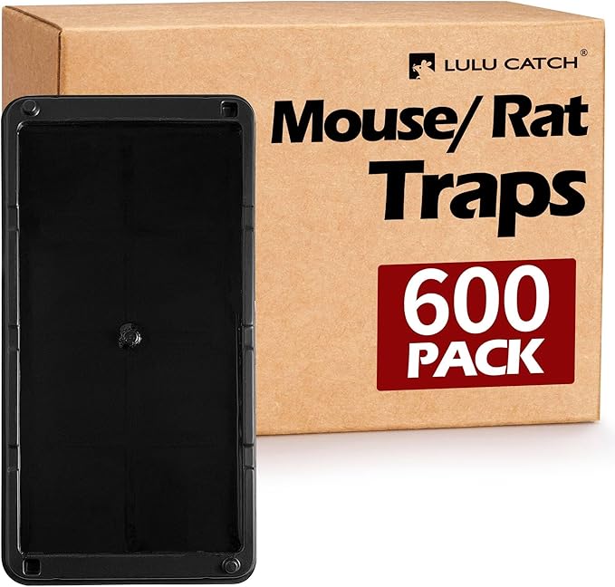 LULUCATCH Sticky Mouse Trap, 600 Pack Large Glue Traps, Pre-Baited Heavy Duty Non-Toxic Bulk Glue Boards Mouse Traps Indoor for Mice, Snakes, Rat, Insects, Cockroaches & Spiders, Pet Safe Easy to Use