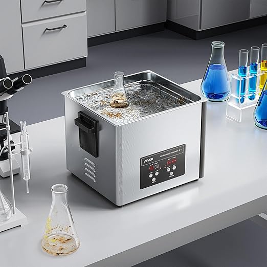 VEVOR 15L Ultrasonic Cleaner, Professional Ultrasonic Cleaner Machine with Cleaning Basket & Digital Display, 240W Stainless Steel 40kHz Industrial Cleaning Machine for Parts, Carburetors, Instruments