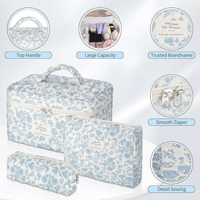 Senbowe Makeup Brush Cleaner and Large Cotton Floral Makeup Bag