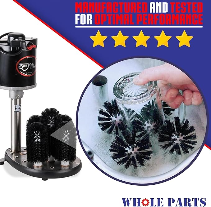 Upgraded Whole Parts Electric Glass Washer Replacement Brush Set Part# BRS-1722 - Replacement & Compatible with Some Bar Maid Glass Washers