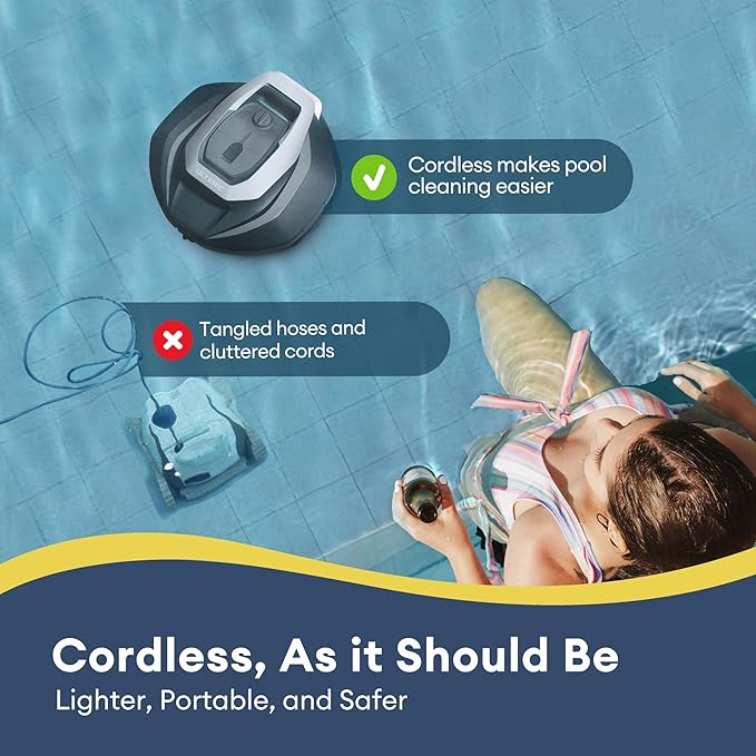 Ultenic Cordless Robotic Pool Cleaner with Remote＆APP Control, Pool Vacuum for Above & In-Ground Pool up to 850 Sq.ft., 90 Mins Long Runtime, Fast Charging, Self-Parking＆2.5L Large Filter, Green