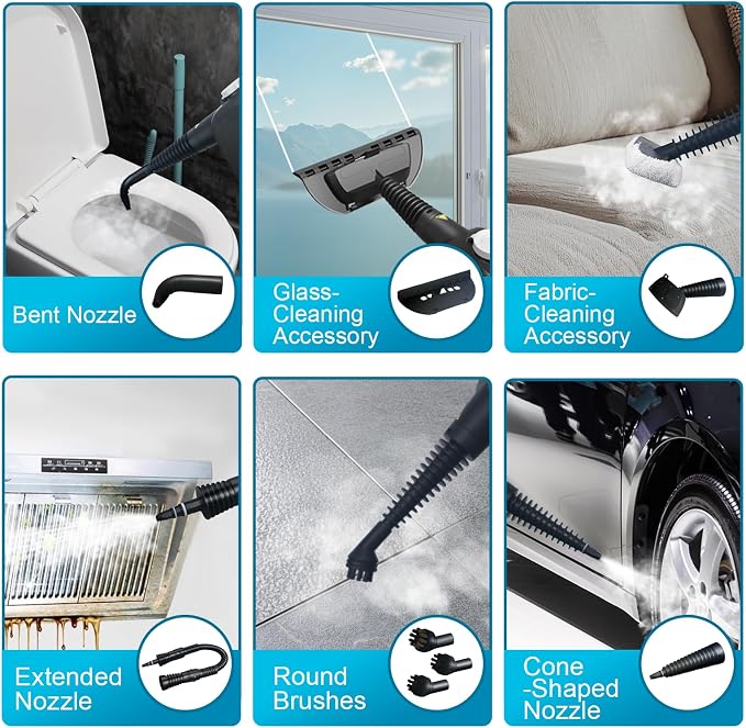 Pressurized Handheld Steam Cleaner with 14 PCS Accessories&Safety Lock, Multi-Purpose Hand Steamer for Cleaning, Portable Steam Cleaner for Home,Car,Grout,Furniture,Bathroom,Kitchen,Tiles&Couch