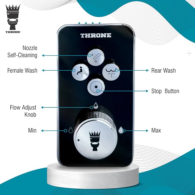 Throne Bidet Attachment - USA Patented - Non-Electric Self Cleaning Water Sprayer Toilet Bidet Seat Attachment, Double Nozzle (Frontal & Rear Wash), Easy Install (Black)
