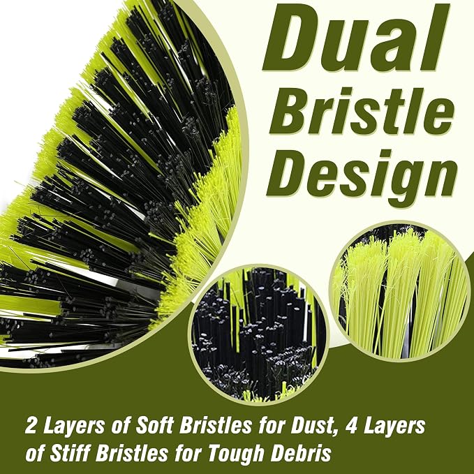 18" Push Broom with 47" Long Handle, Multi-Surface Floor Scrub Brush for Cleaning Deck, Patio, Garage, Driveway
