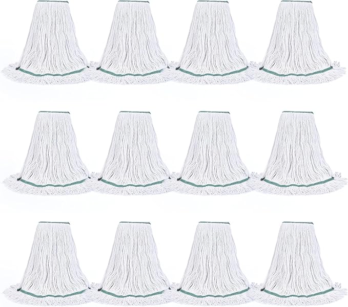 Matthew Cleaning Synthetic Rayon Mop Head Replacement, Chemical Resistant 4-Ply Looped End Commercial Mops for Floor Cleaning and Finishing, 24 oz Extra Large, Case Pack 12 Pcs