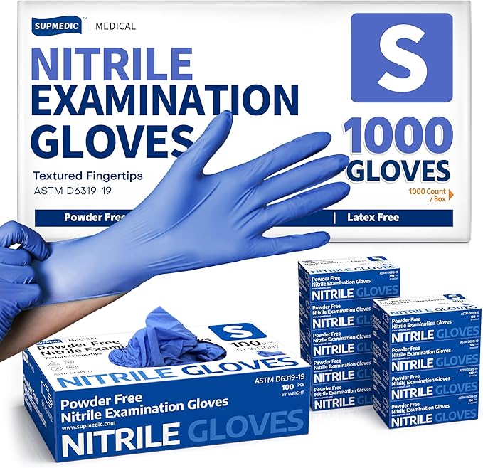 Supmedic Medical Soft Max™ Nitrile Exam Gloves, Powder-Free Latex-Free Food Safe Clean Disposable Glove Blue Iris 100/1000 Ct