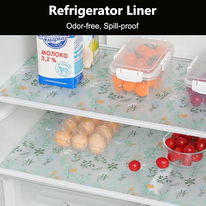 INNOLITES Shelf Liners for Kitchen Cabinets – Drawer Liner Waterproof & Oil-Proof, Non-Adhesive EVA with Floral Pattern – Durable Washable, Easy to Cut (Sage Green, 11.8" x 120")