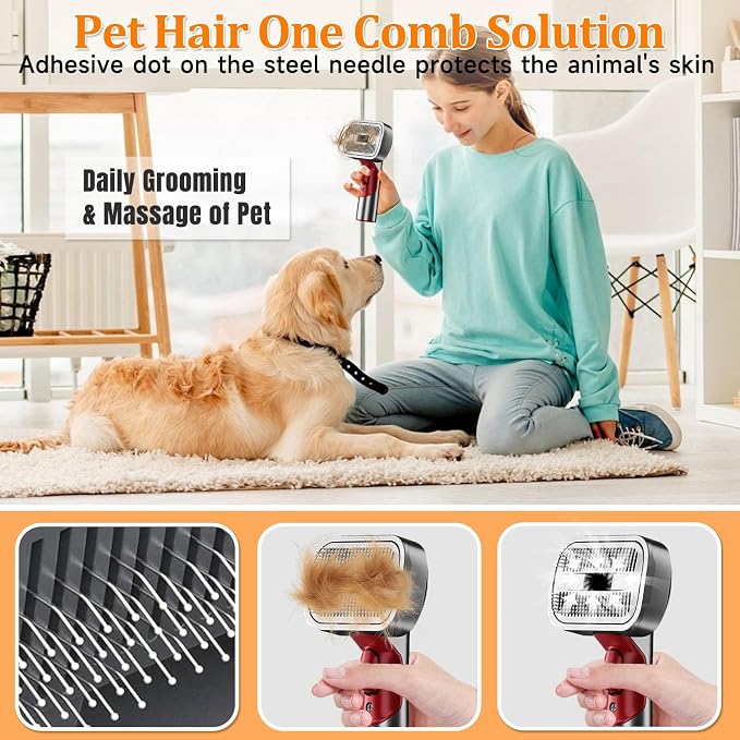 Pet Dog Grooming Attachment Kit, Deshedding Brush Attachment for Dyson V15, V11, V10, V8, V7 – Effective Grooming & Cleaning – Hair Grooming Tools for Dog and Cat, 3 Pack