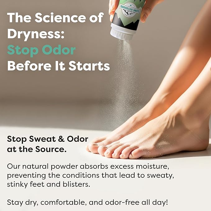 Lumi Outdoors Natural Foot Powder Deodorizer & Shoe Odor Eliminator - Talc Free Foot Deodorant