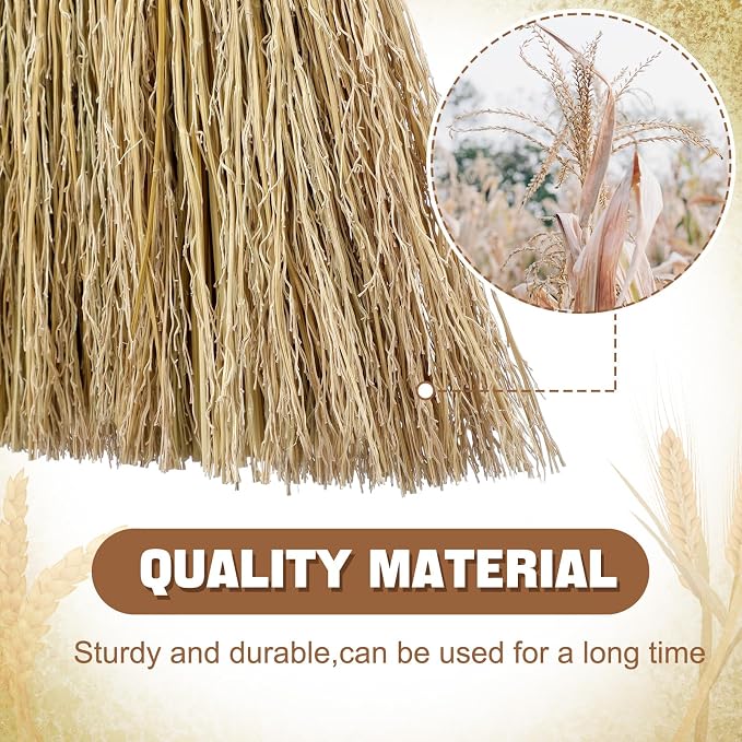 Suclain 2 Pcs 12 Inch Whisk Broom Hand Held Mini Corn Straw Whisk Broom Short Handle with Metal Hanger Halloween for Multi Surface Sweeping Small Hand Brush for Outdoor Car Porch Debris Dust Dirt