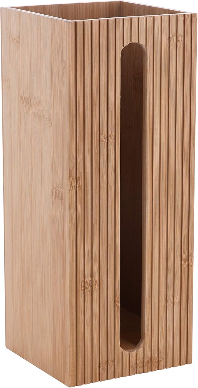 Bath Bliss Square Toilet Tissue Reserve | Dimensions: 5.71 x 5.71 x 14.17 | Bamboo Design | Bathroom Décor | Holds 3 Roles | Easy to Clean | Bamboo