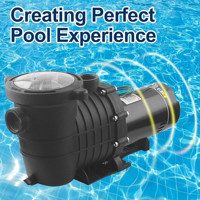 Pool Pump Above Ground/Inground,1.5HP 6600 GPH Powerful Selfpriming Pool Pump for 15,000-31,000 Pools for Dual Voltage Swimming Pump with Strainer Basket,Includes Pipe Fittings