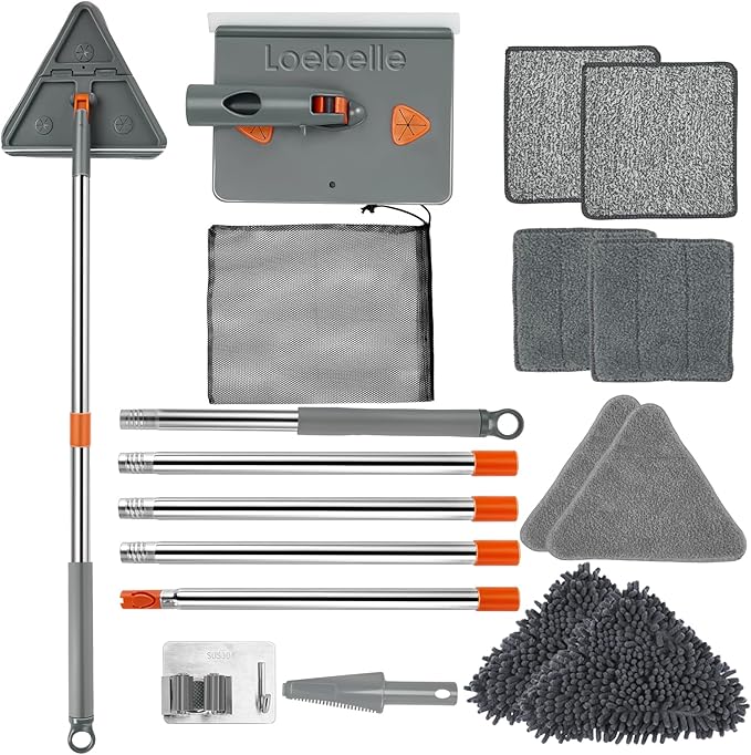 Base Boards Cleaning Tool with 76" Long Handle, 360° Rotatable Wall Cleaner Base Board Cleaner Tool, Wall Cleaning Washing Mop with 8 Reusable Pads for Painted Walls, Ceilings and Baseboards