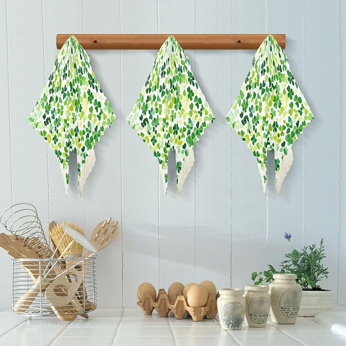 Bright Green Clover St. Patrick Kitchen Towels Dish Cloths Set of 6 Microfiber Cleaning Cloths for Cars Super Absorbent Machine