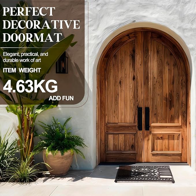 Heavy Duty Cast Iron Boot Scraper Door Mat with Brush, Outdoor Shoe Scraper for Mud Removal, Front Door, Porch, Patio and Garden Entrance