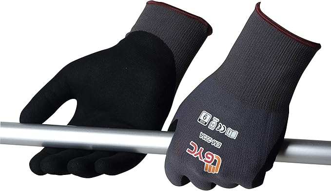 GYC Gloves, Sanitized, DIY Gardening, Food Contact ECO Micro Finish Safety Work Gloves - 10 Pairs Pack - General Work Glove, Comfortable Grip, Anti-Slip (EM-223A / SIZE 9 - Large)
