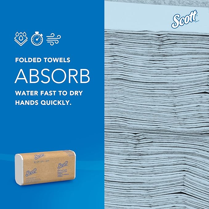 Scott Professional Universal 100% Recycled Fiber Multifold Paper Towels, Bulk (01807), Absorbency Pockets, 9.2"x9.4" Towel, Compressed, Compact (250 Sheets/Pack, 16 Packs/Case, 4,000 Sheet Total)