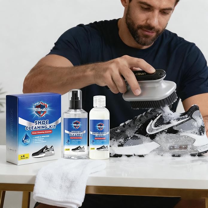 Shoe Cleaning Kit & Sneaker Care Kit – Sneaker Cleaner for Mesh Shoes, Leather, Canvas, Deep Clean Shoe Cleaner with Brush for Most Sneakers