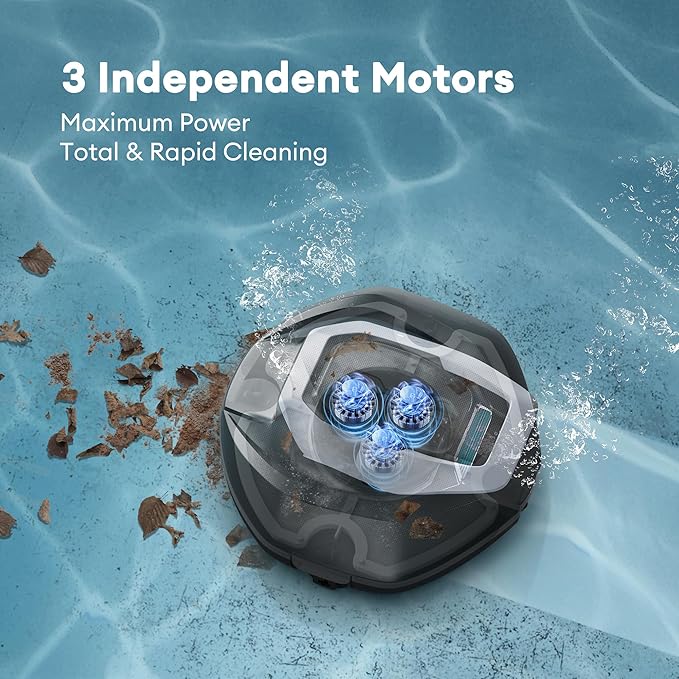 Cordless Robotic Pool Cleaner with Remote Control, Pool Vacuum for Above & In-Ground Pool with 90 Mins Runtime, Self-Parking,Fast Charging, Ideal for Above Ground Pools up to 850 Sq.ft