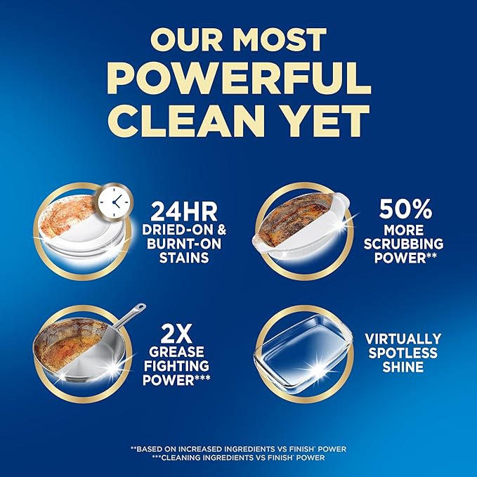 Finish Ultimate Quantum Infinity Shine Dishwasher Pods, New & Improved Formula, Dishwasher Detergent Dish Soap, Removes Burnt-On & Dried-On Stain, Fresh Scent, 62 Count