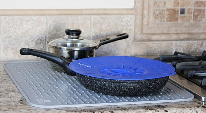 Silicone Dish Drying Mat - 17 x 15 - Large Dish Drying Mat, Counter top Mat, Dish Draining Mat, Sink Mat, Large Silicone Trivet (LARGE, GREY)