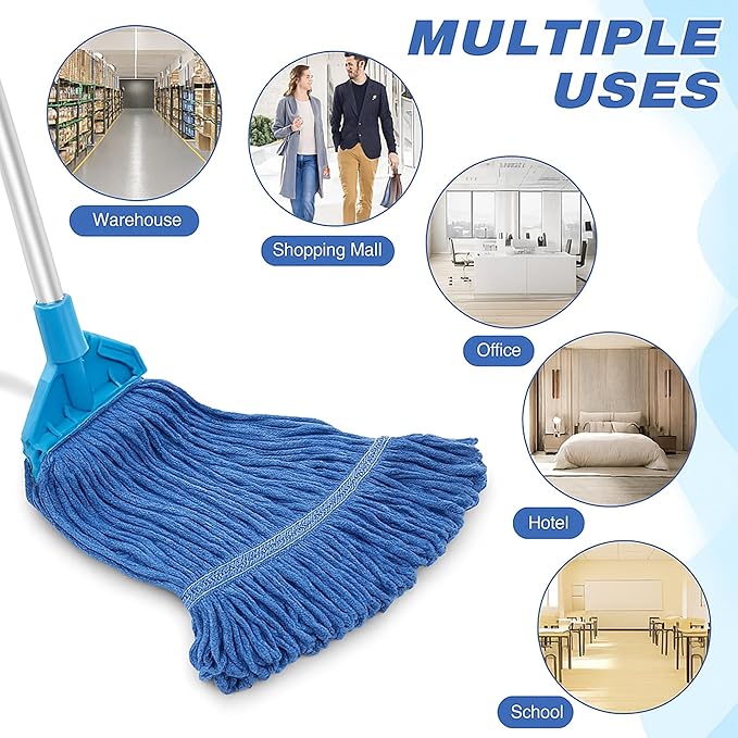 10 PCS 27.6 Inch Commercial Mop Head Refills – Heavy Duty Cotton Replacements for Industrial and Residential Floor Cleaning (Blue)