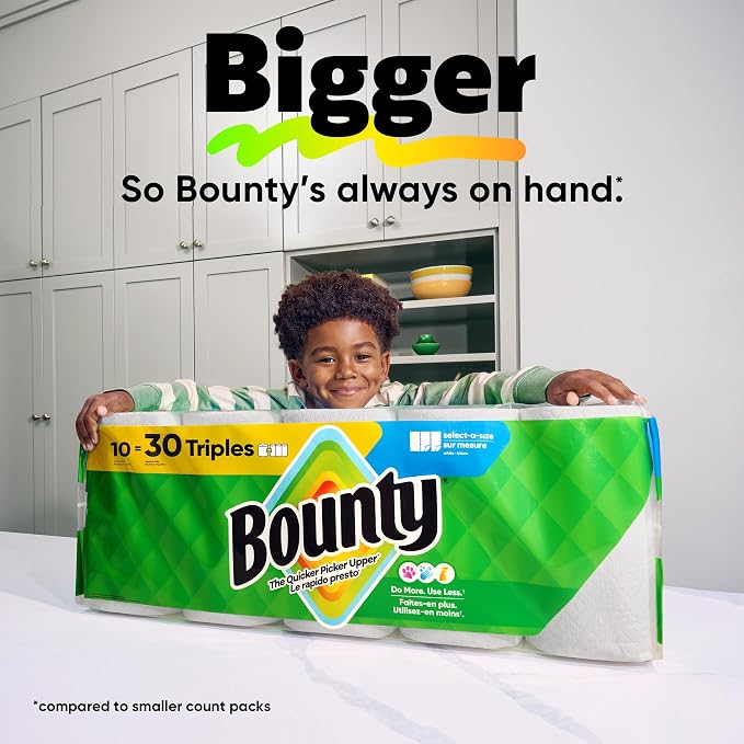 Bounty Select-A-Size Paper Towels, White, 6 Mega Rolls = 24 Regular Rolls