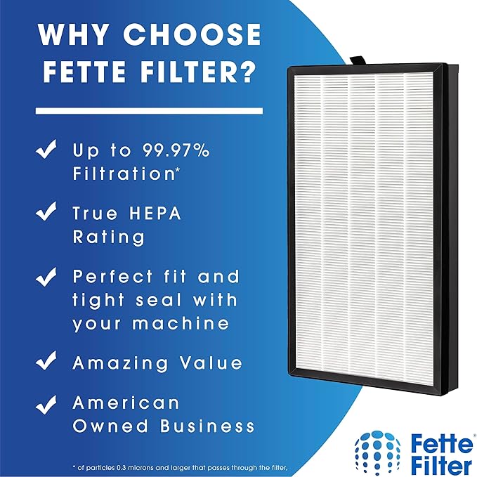 Fette Filter - 112 Premium H13 True HEPA Replacement Filter Compatible with Medify MA Air Purifier for Model 112 V2.0 wtih 3-in-1 filtration system. (Pack of 2)
