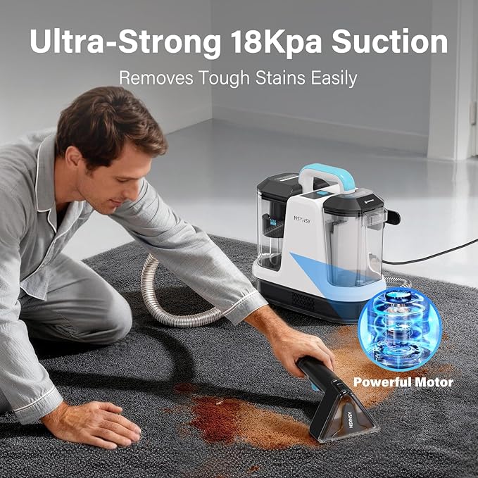 Upholstery Cleaner Machine & Carpet Cleaner | Portable Spot Cleaner with Strong Suction and Scrubbing Brush for Pet Stains, Spills on Couches, Rugs, Mattresses, Car Interiors