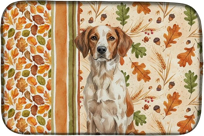 Caroline's Treasures Roan Brittany Heirloom Fall Dish Drying Mat Absorbent Dish Drying Mat Pad for Kitchen Counter Dish Drainer Mat for Countertop, 14 x 21", Multicolor