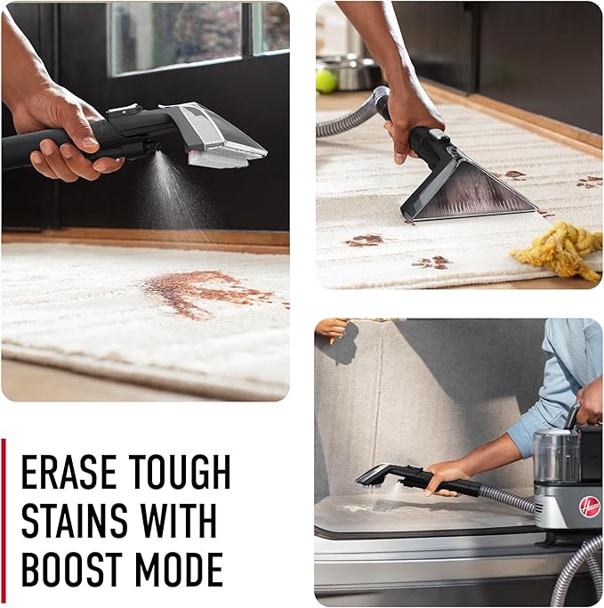 Hoover ONEPWR CleanSlate Cordless Portable Carpet & Upholstery Spot Cleaner Machine, Stain Remover, Auto and Car Detailer, BH14000V, Silver + Hoover CleanSlate 5-Piece Car Cleaning Tool Kitz